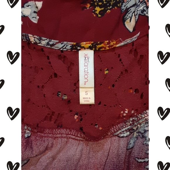 Red Floral Bohemian Button Up Asymetrical Dress S - Picture 3 of 3